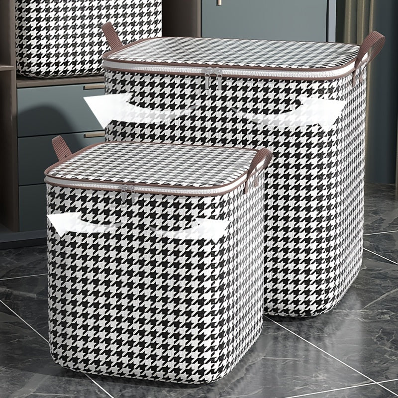1pc Clothes Storage Bag; Foldable Fabric Storage Bag; Large Capacity Waterproof Moisture-proof Cotton Quilt Storage Bag; Home Organization And Storage