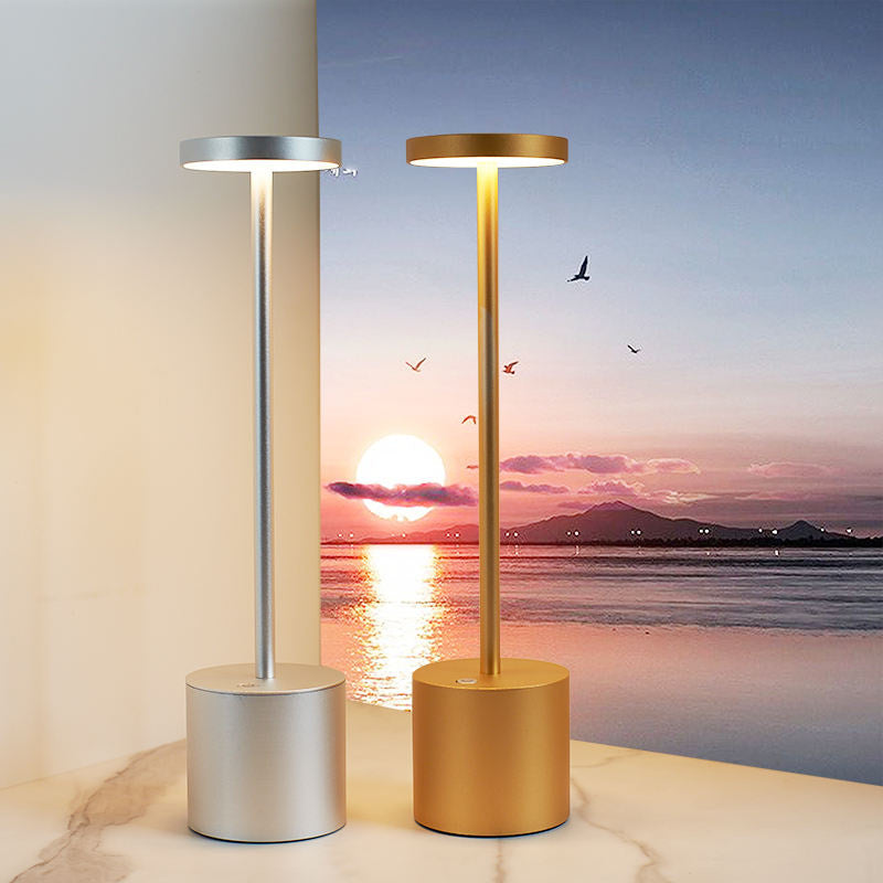 LED Waterproof Rechargeable Desk Lamp Touch Dimming Metal Table Lamps For Bar Living Room Reading Camping Light