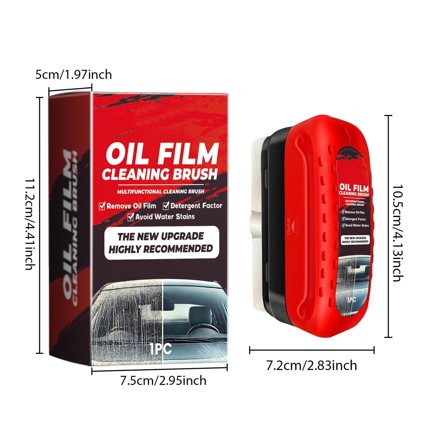 Automotive Oil Film Cleaning Brush, Windshield Cleaner Tool, All In One Wipe On Oil Film Remover, Car Glass Oil Film Cleaner With Reusable Foam Sprayer