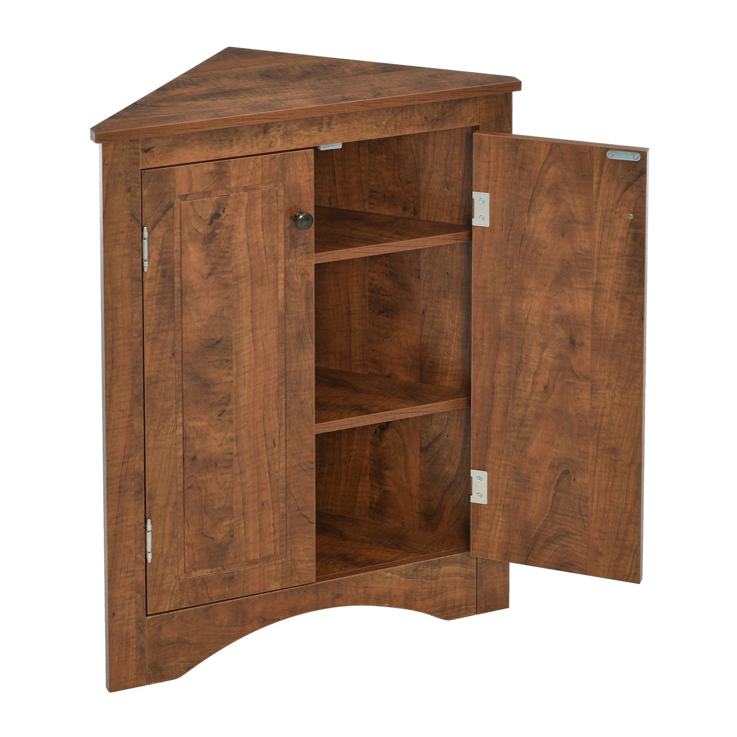 Triangle Bathroom Storage Cabinet with Adjustable Shelves; Freestanding Floor Cabinet for Home Kitchen