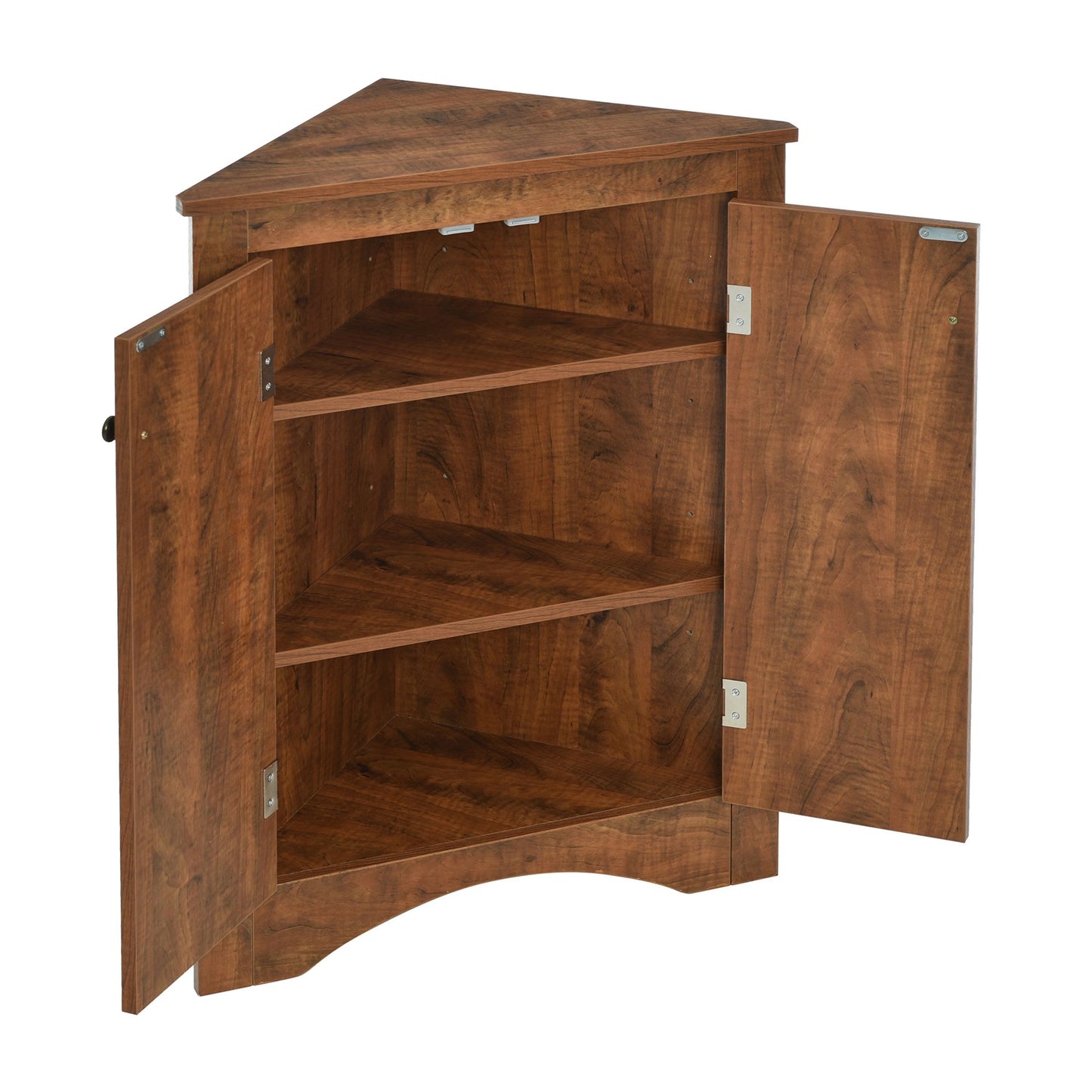 Triangle Bathroom Storage Cabinet with Adjustable Shelves; Freestanding Floor Cabinet for Home Kitchen