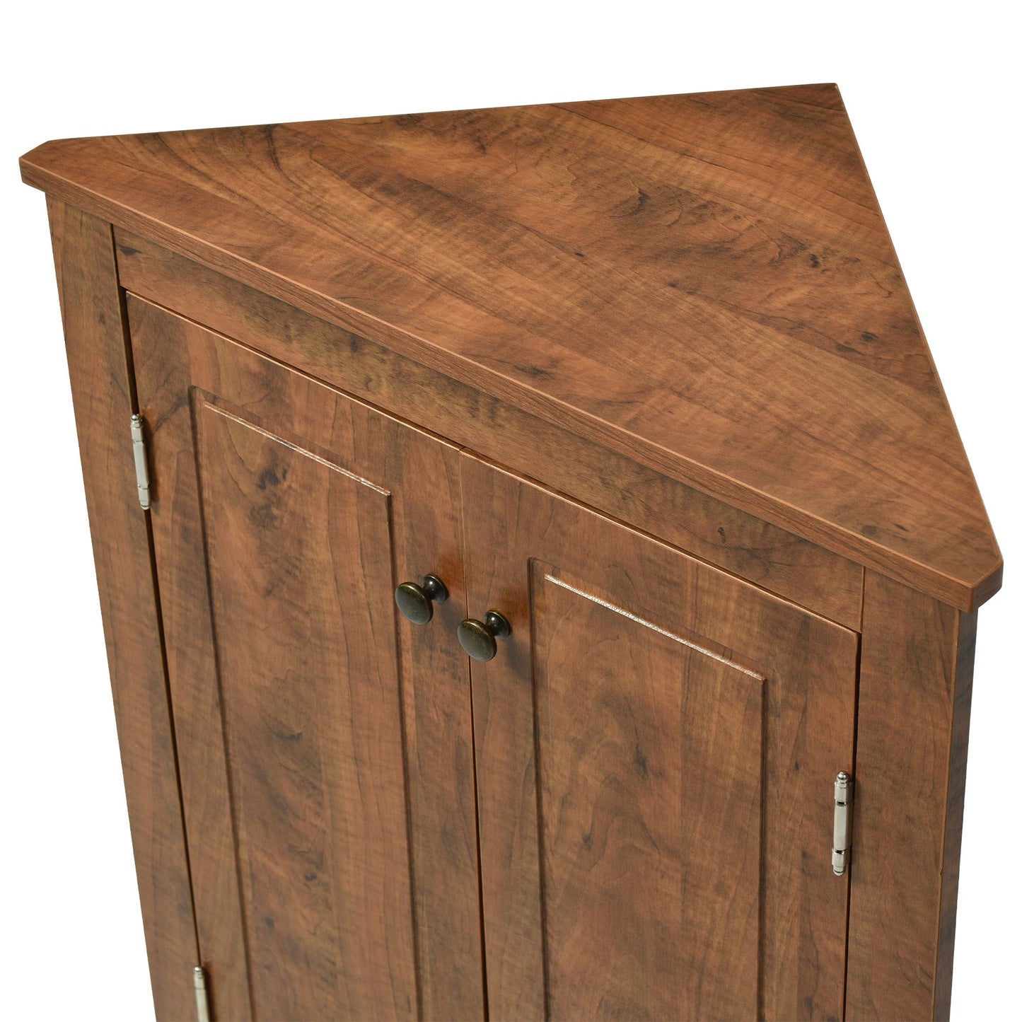 Triangle Bathroom Storage Cabinet with Adjustable Shelves; Freestanding Floor Cabinet for Home Kitchen