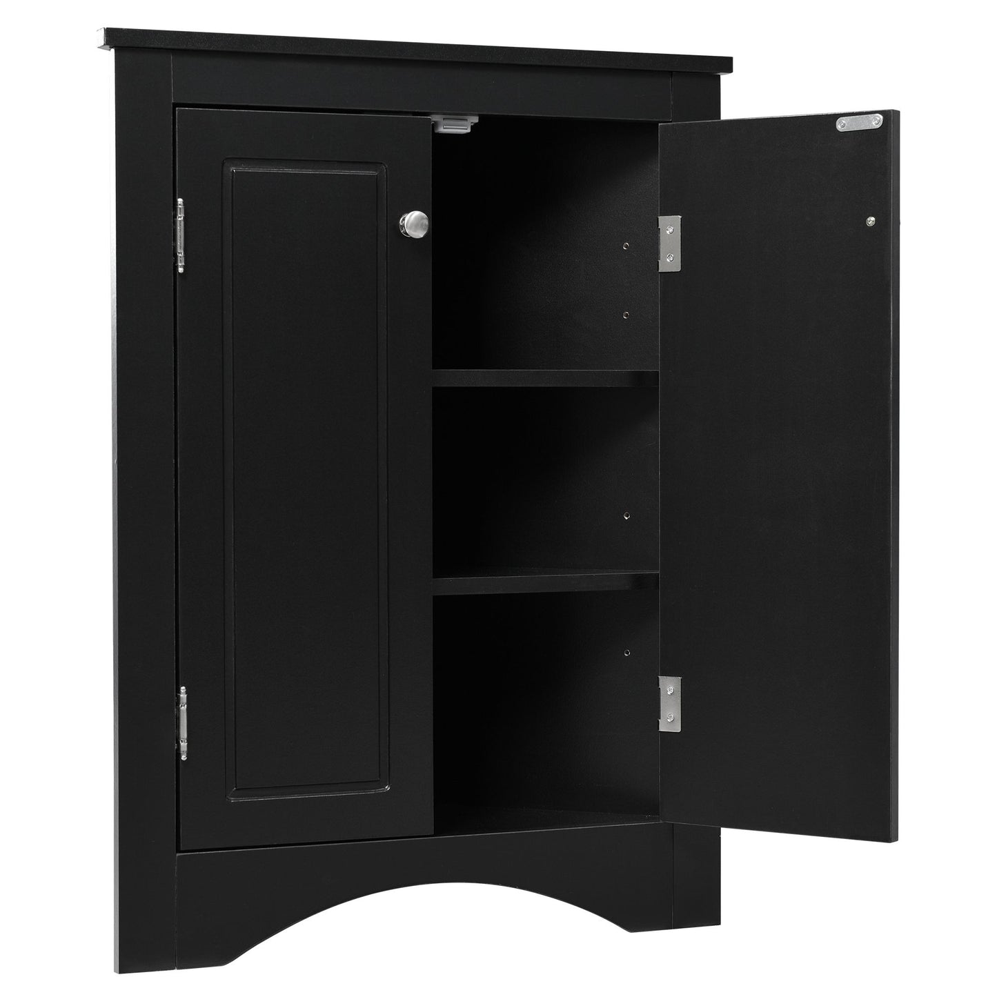 Triangle Bathroom Storage Cabinet with Adjustable Shelves; Freestanding Floor Cabinet for Home Kitchen