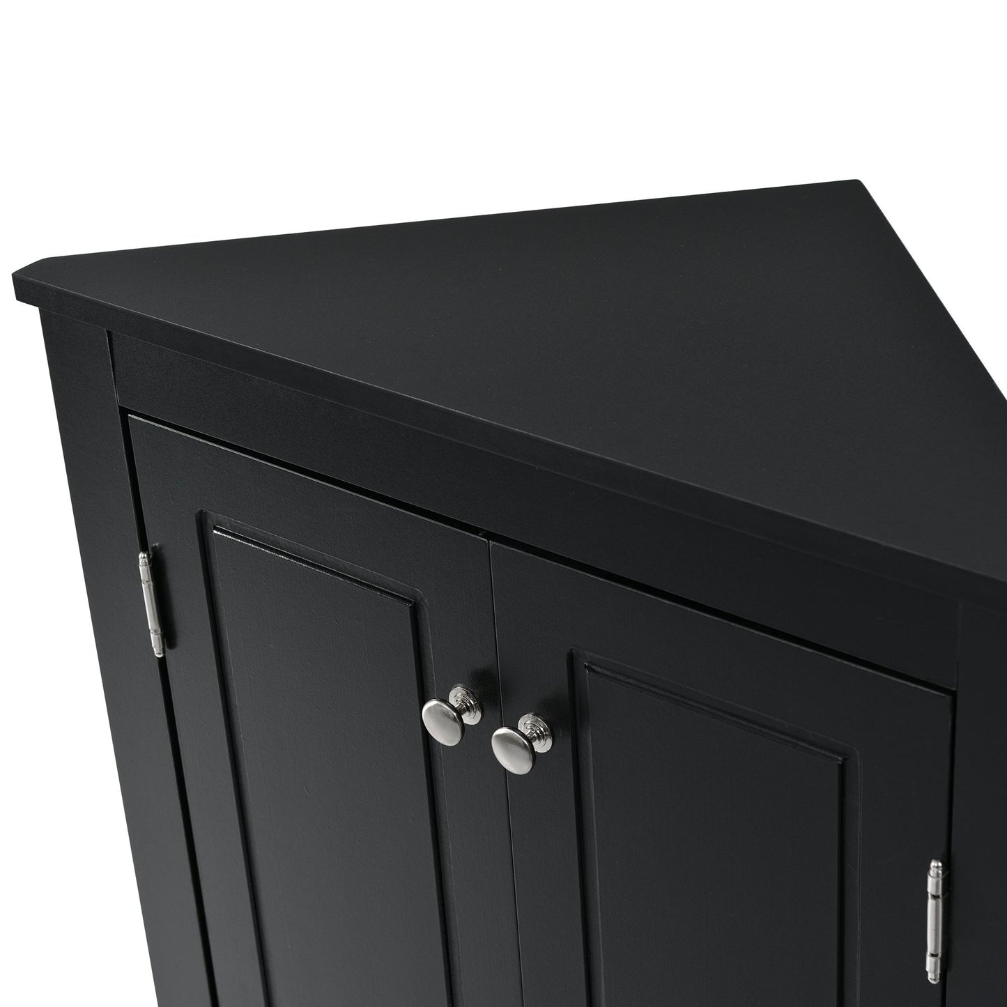 Triangle Bathroom Storage Cabinet with Adjustable Shelves; Freestanding Floor Cabinet for Home Kitchen