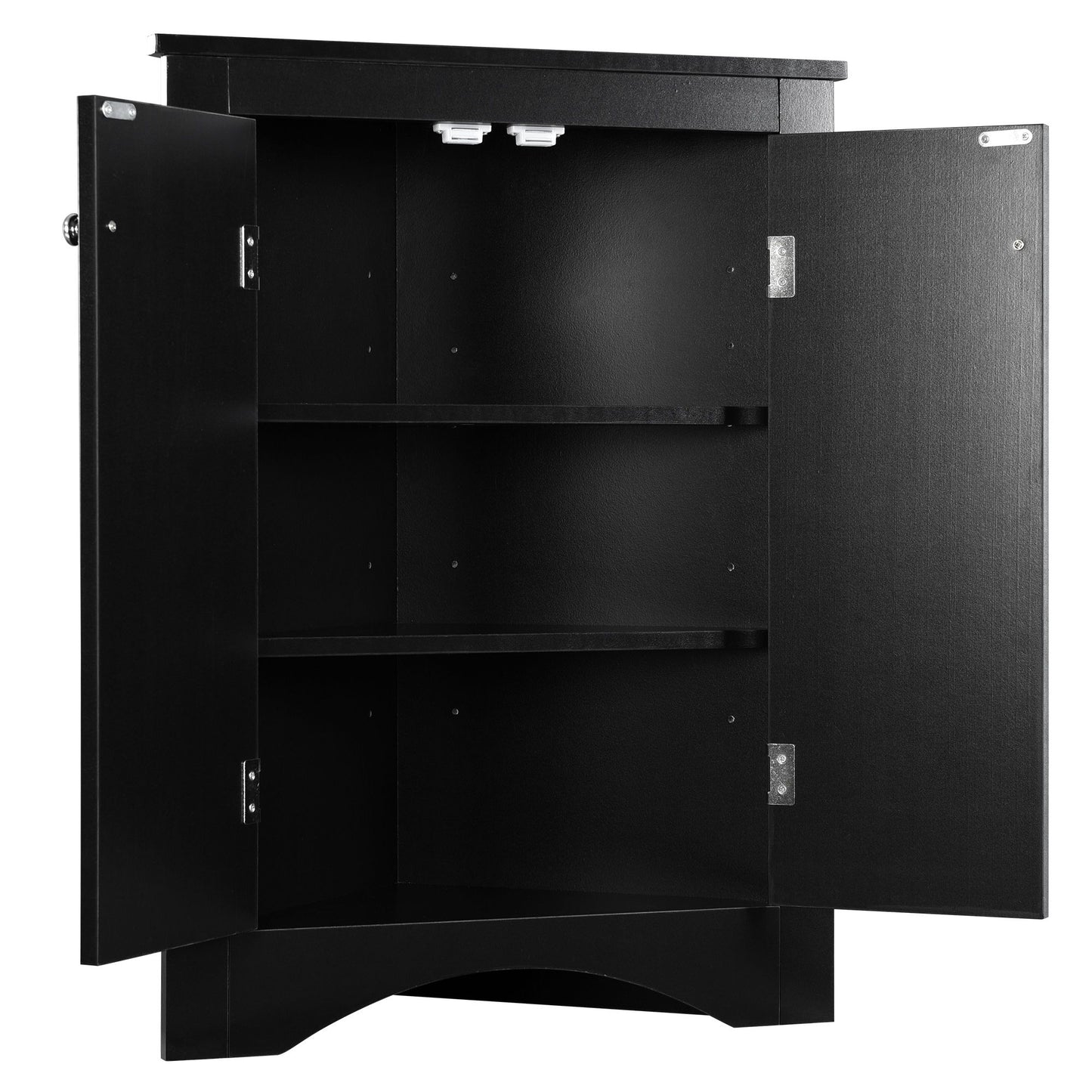 Triangle Bathroom Storage Cabinet with Adjustable Shelves; Freestanding Floor Cabinet for Home Kitchen