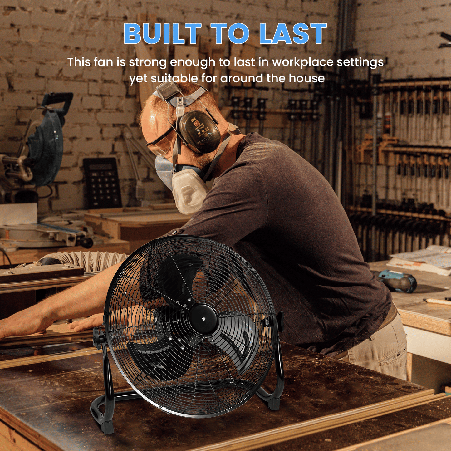 Rechargeable Cordless Floor Fan, 12-Inch, High Velocity Floor Fan With 360-Degree Tilt, Ready-to-use, Battery Operated, Heavy Duty Metal Floor Fan for Industrial, Commercial, Residential, Office