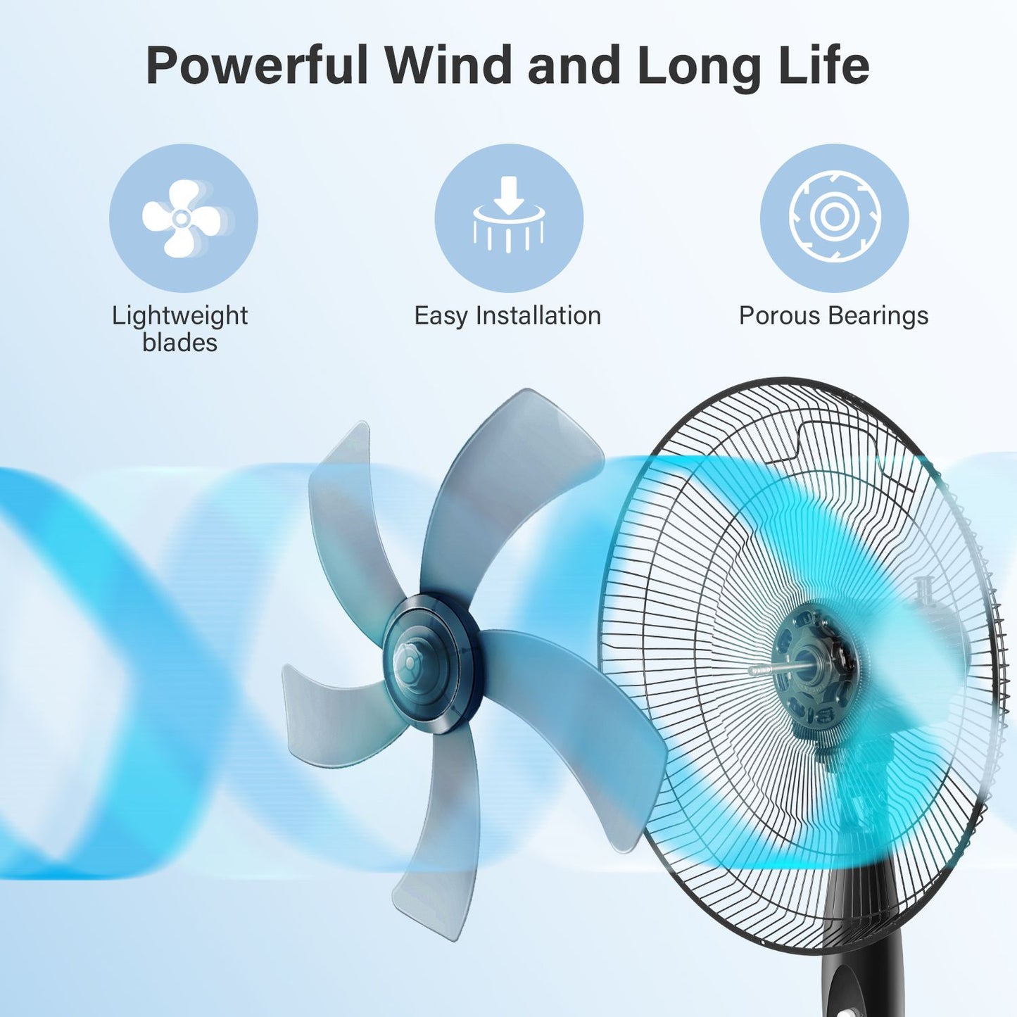 Simple Deluxe Oscillating 16″ 3 Adjustable Speed Pedestal Stand Fan for Indoor; Bedroom; Living Room; Home Office & College Dorm Use; 16 Inch; Black