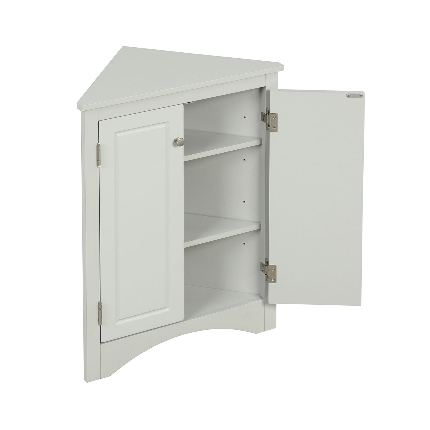 Triangle Bathroom Storage Cabinet with Adjustable Shelves; Freestanding Floor Cabinet for Home Kitchen
