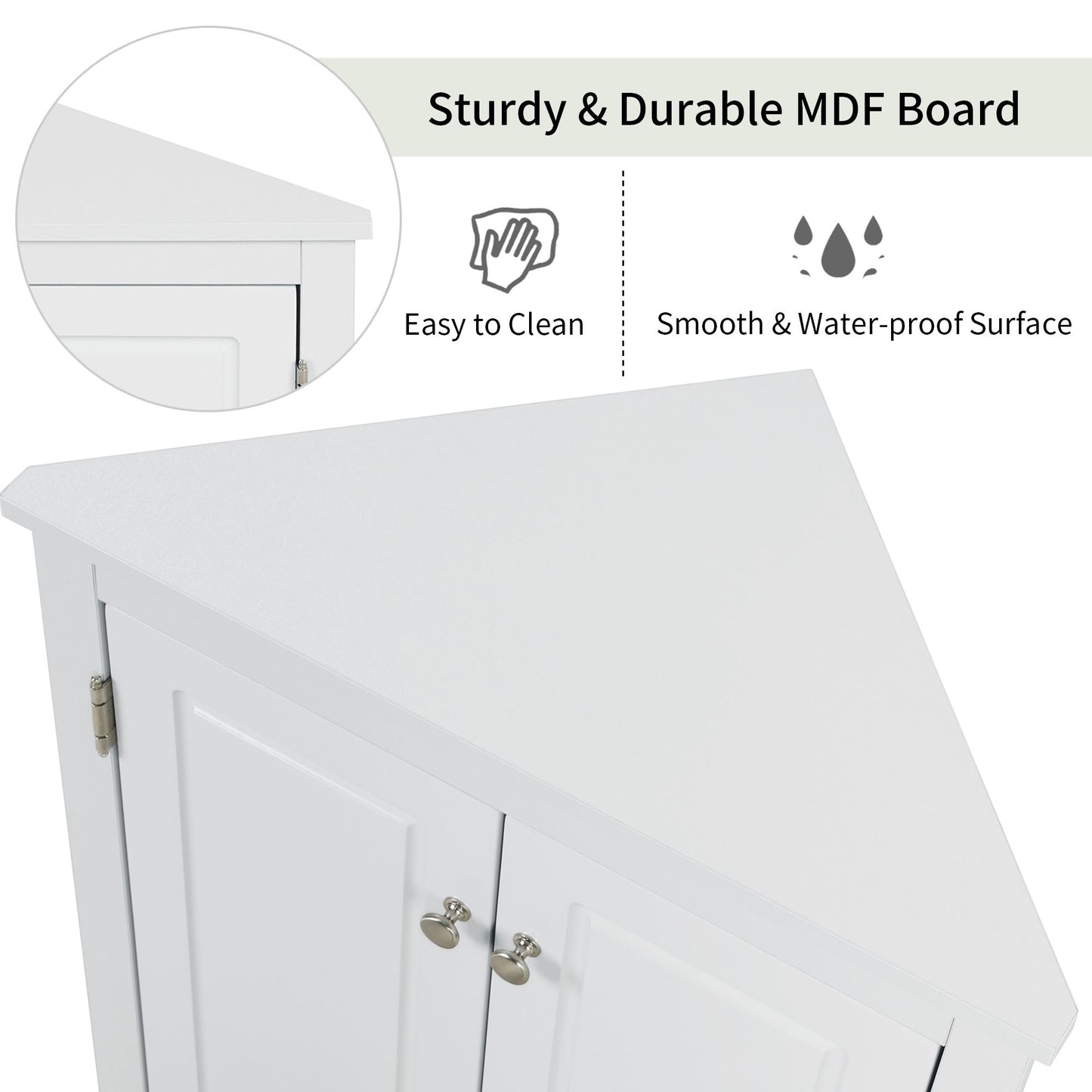 Triangle Bathroom Storage Cabinet with Adjustable Shelves; Freestanding Floor Cabinet for Home Kitchen