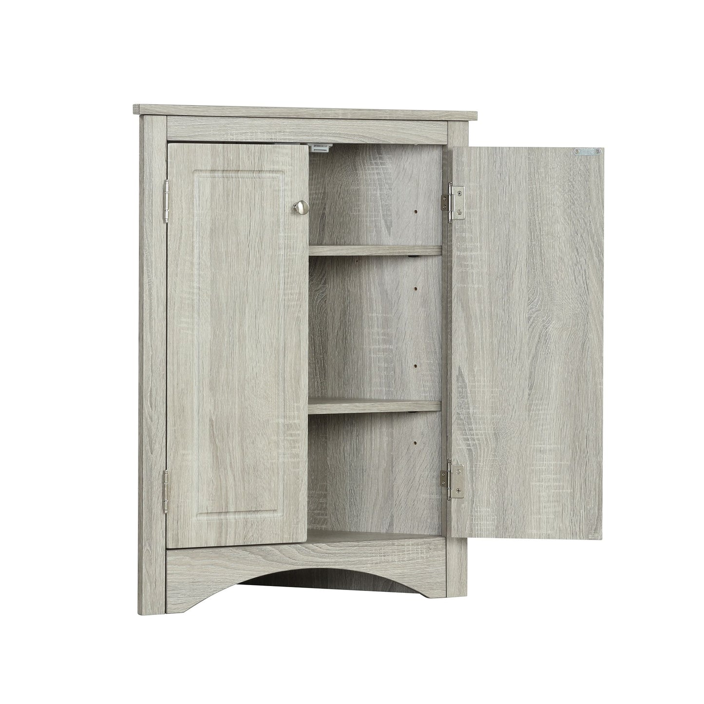 Triangle Bathroom Storage Cabinet with Adjustable Shelves; Freestanding Floor Cabinet for Home Kitchen