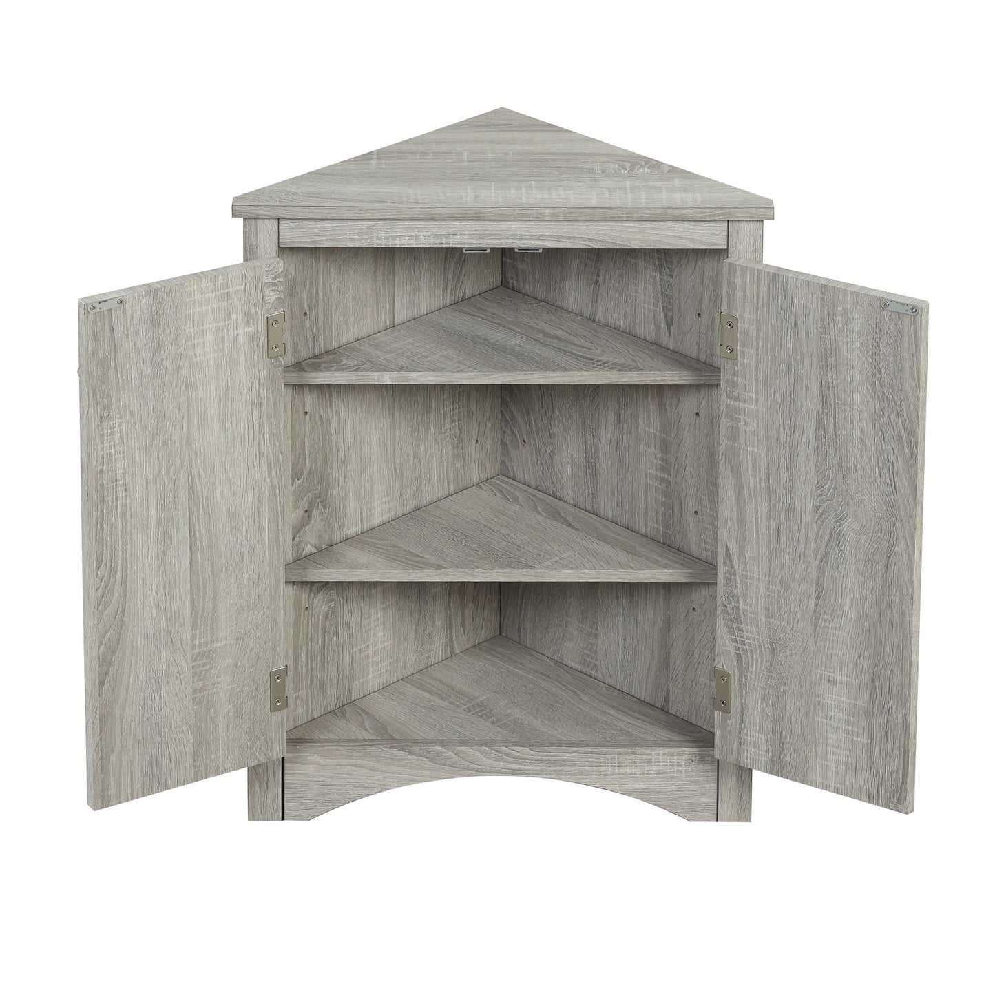 Triangle Bathroom Storage Cabinet with Adjustable Shelves; Freestanding Floor Cabinet for Home Kitchen