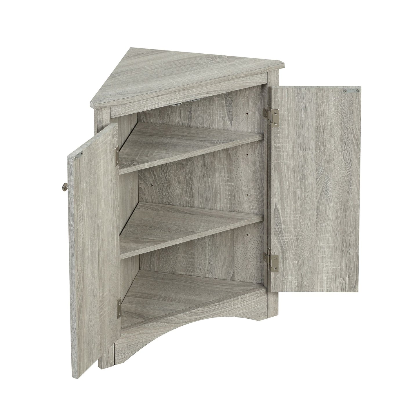 Triangle Bathroom Storage Cabinet with Adjustable Shelves; Freestanding Floor Cabinet for Home Kitchen