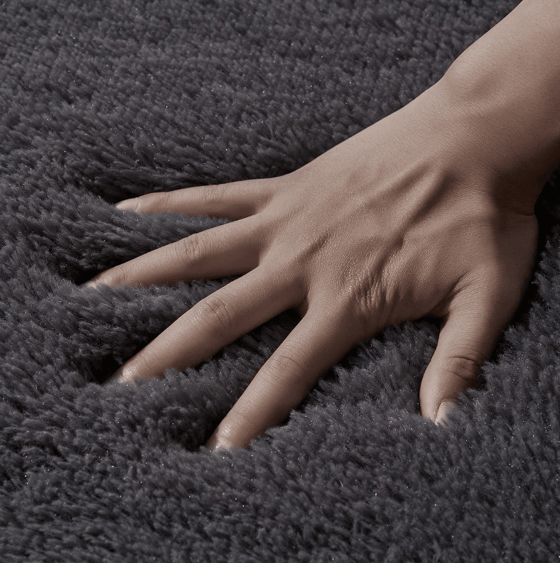 Fluffy Luxury Large Area Rug, Non-Skid Fleece Carpets For Bedroom,Living Kids Room Soft Plush Furry, Floor Rug 5x7 Feet, Grey,Washable