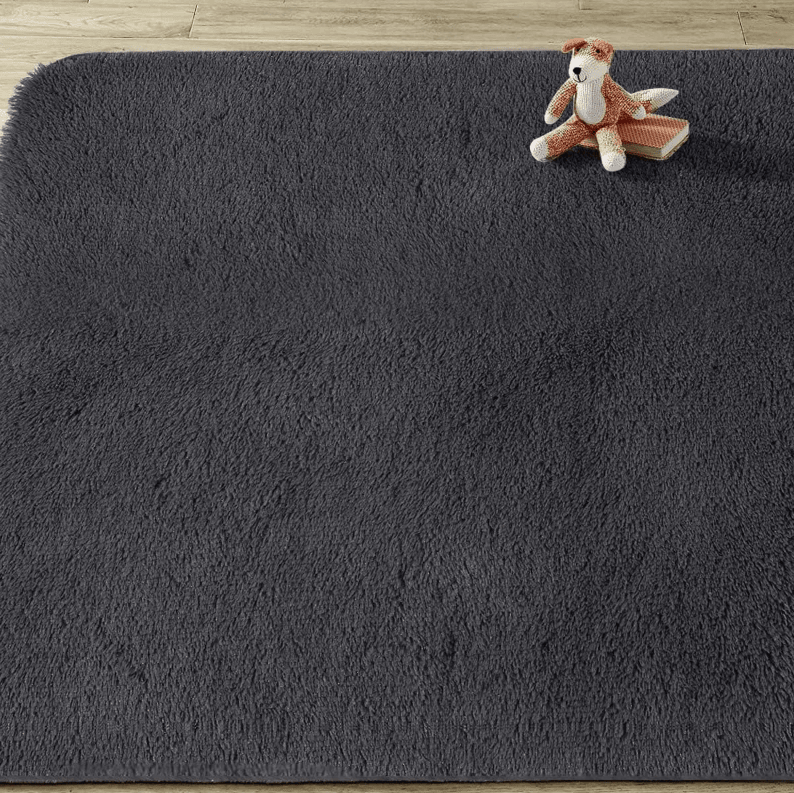 Fluffy Luxury Large Area Rug, Non-Skid Fleece Carpets For Bedroom,Living Kids Room Soft Plush Furry, Floor Rug 5x7 Feet, Grey,Washable