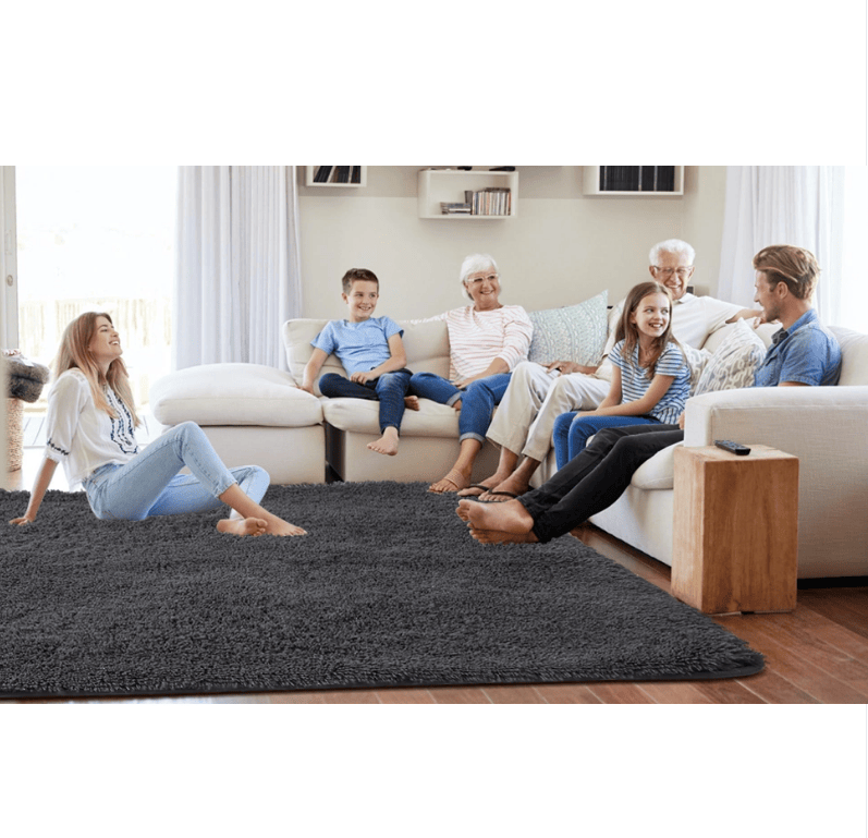 Fluffy Luxury Large Area Rug, Non-Skid Fleece Carpets For Bedroom,Living Kids Room Soft Plush Furry, Floor Rug 5x7 Feet, Grey,Washable