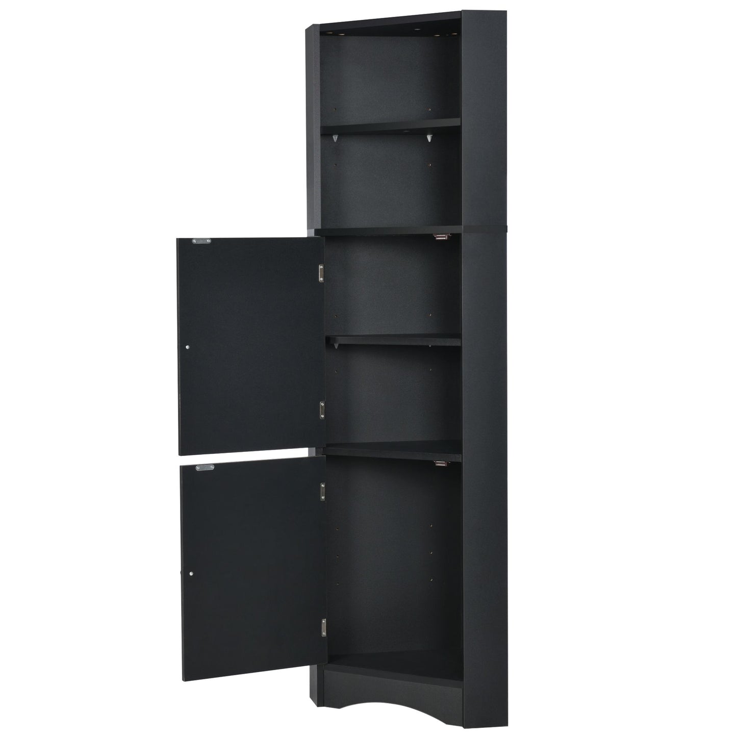 Tall Bathroom Corner Cabinet; Freestanding Storage Cabinet with Doors and Adjustable Shelves; MDF Board