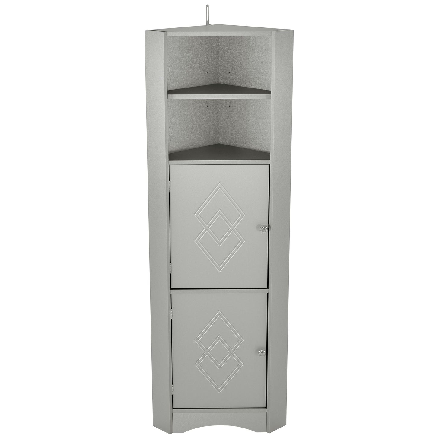 Tall Bathroom Corner Cabinet; Freestanding Storage Cabinet with Doors and Adjustable Shelves; MDF Board