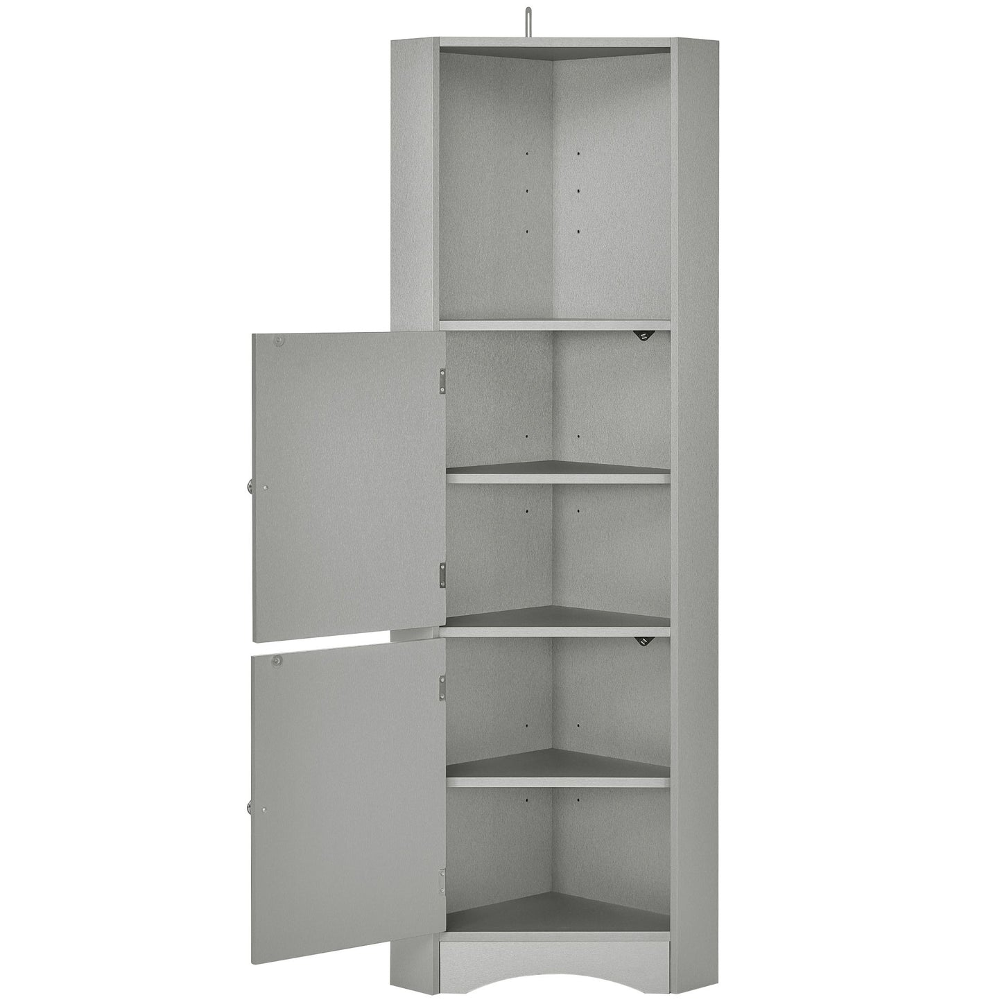 Tall Bathroom Corner Cabinet; Freestanding Storage Cabinet with Doors and Adjustable Shelves; MDF Board
