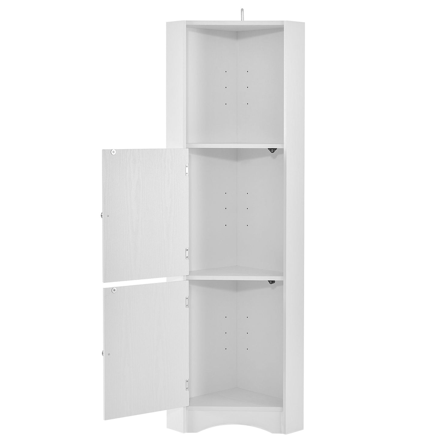 Tall Bathroom Corner Cabinet; Freestanding Storage Cabinet with Doors and Adjustable Shelves; MDF Board