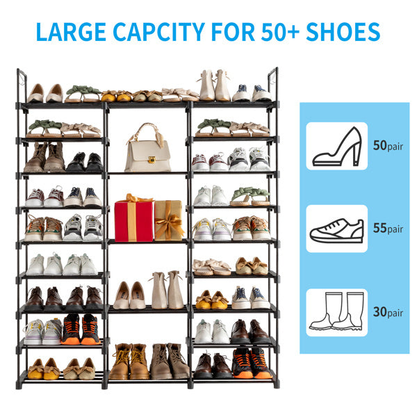 9 Tiers Shoe Rack Storage Organizer Shoe Shelf Organizer for Entryway Holds 50-55 Pairs Shoe; Stackable Shoe Cabinet Shoe Rack