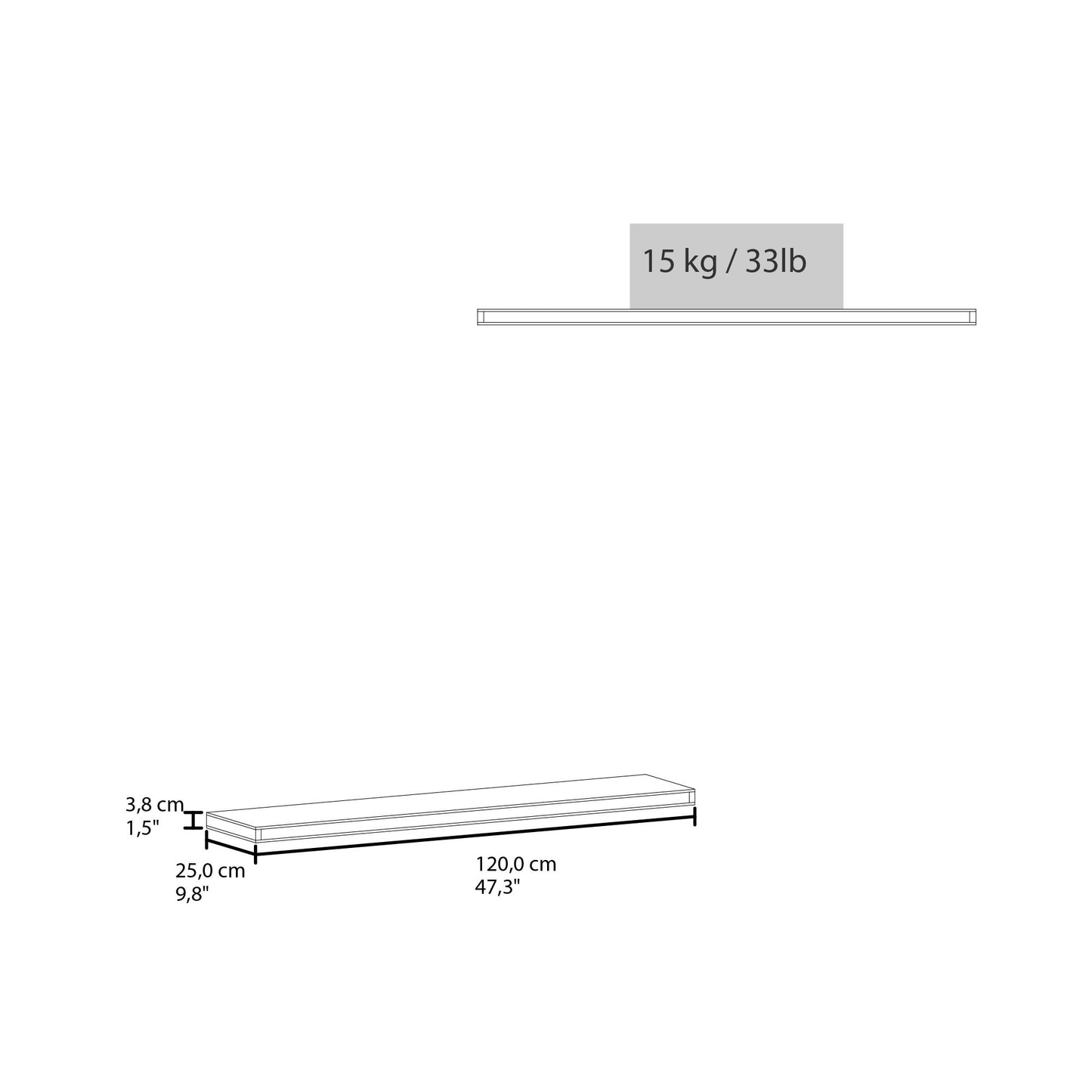 Greer Floating Shelf in Melamine x2,Cognac