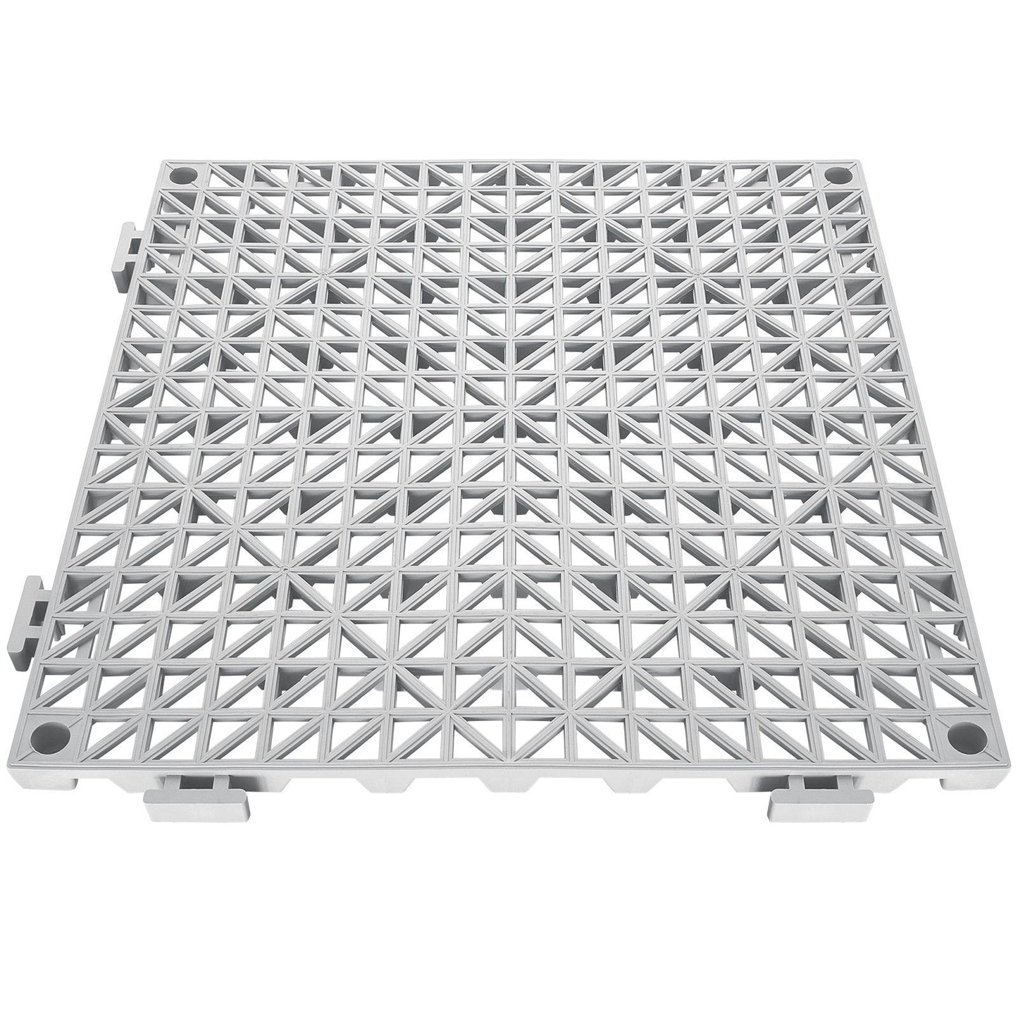VEVOR Interlocking Tile 55PCS Grey, Drainage Tiles 12" x 12"x 0.6 Splicing, Soft PVC Interlocking Floor Tiles, Non-Slip Drainage Holes for Restroom, Bathroom, Kitchen, Pool, Wet Area