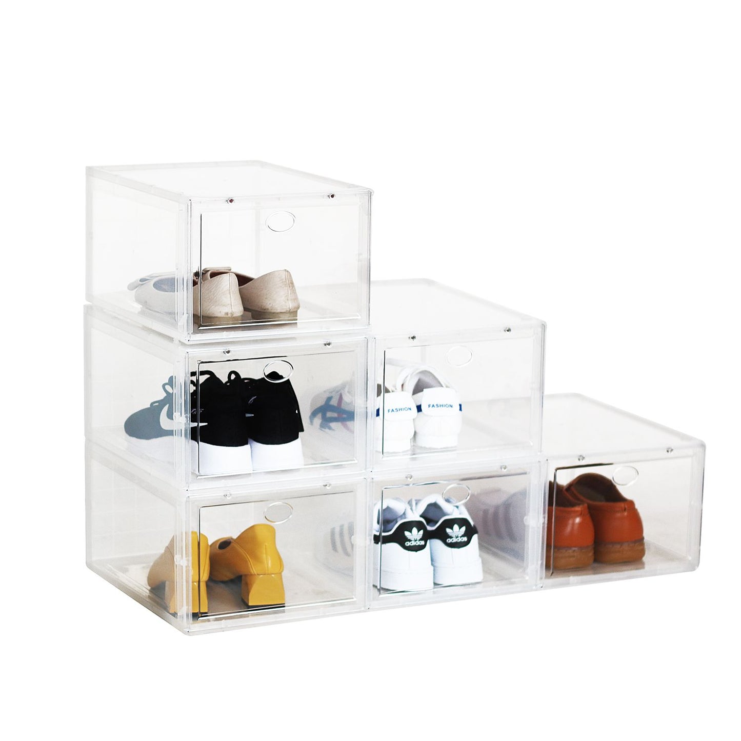 Set of 6 Stackable Clear Plastic Shoe Storage Box