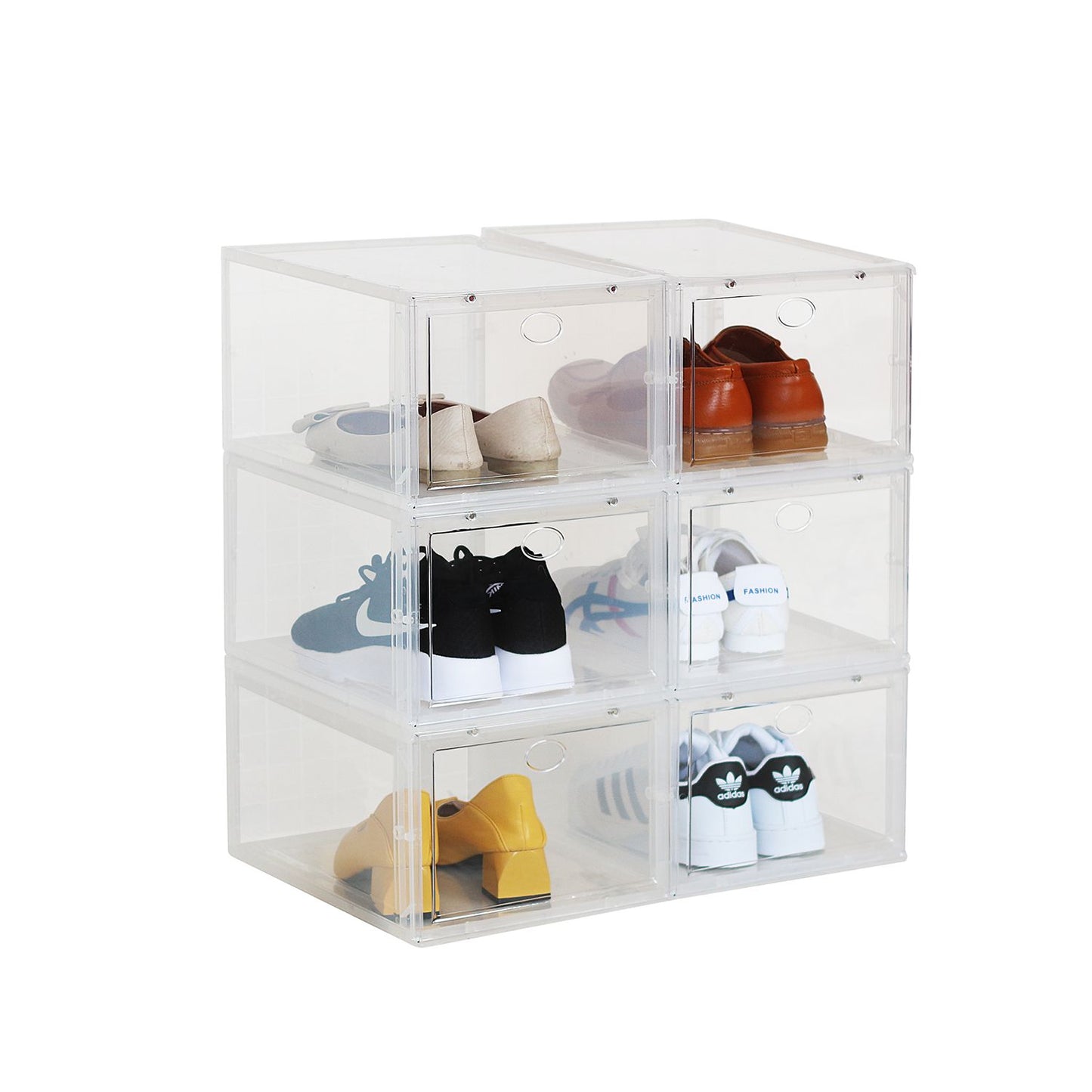 Set of 6 Stackable Clear Plastic Shoe Storage Box