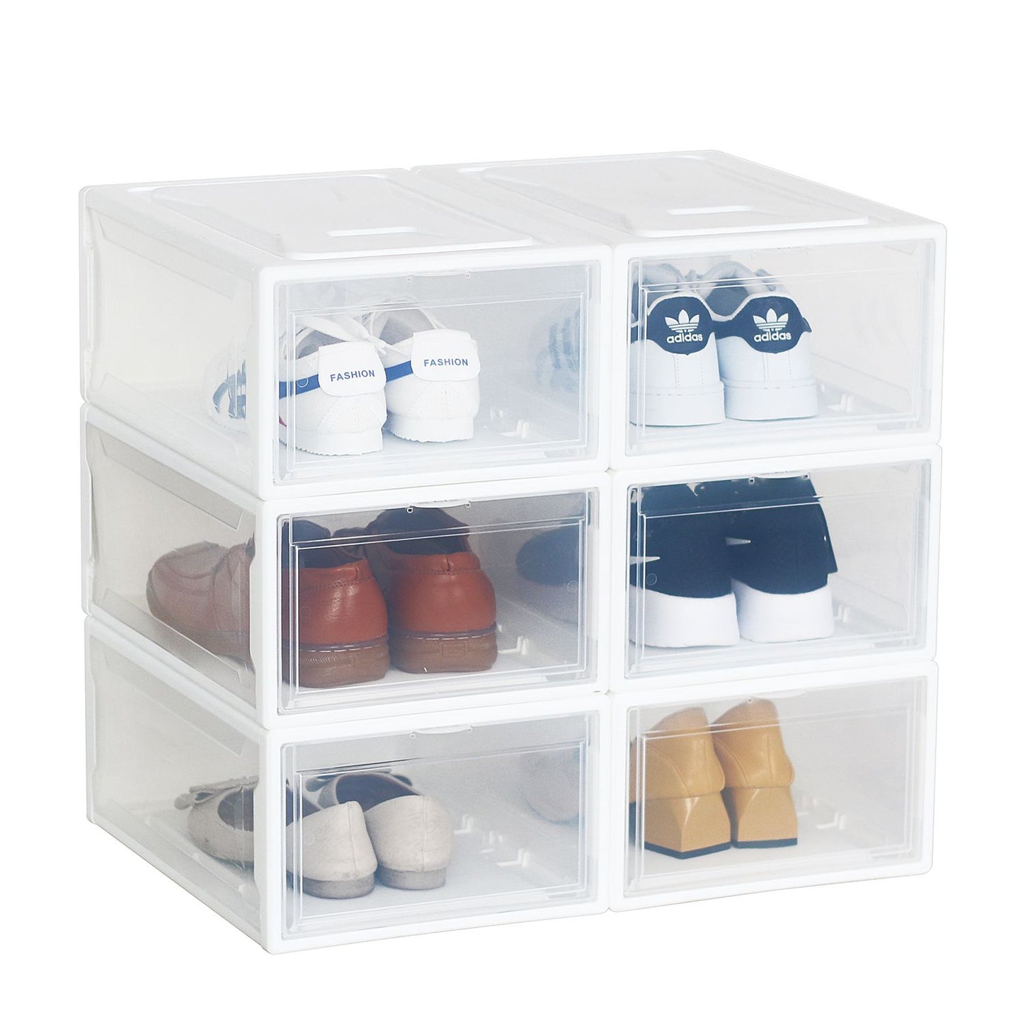 Set of 6 Stackable Clear Plastic Shoe Storage Box