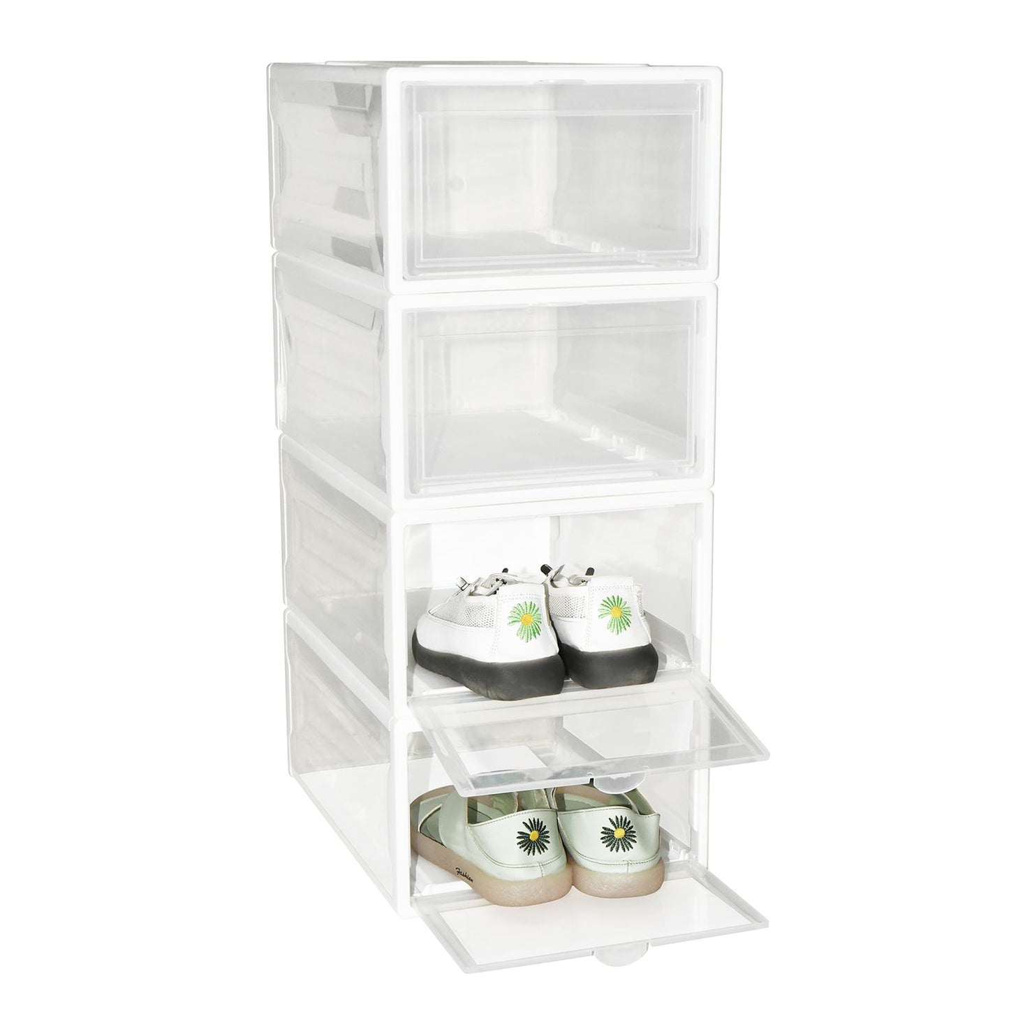 Set of 6 Stackable Clear Plastic Shoe Storage Box