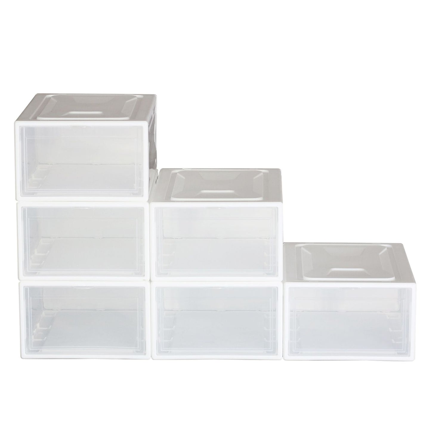 Set of 6 Stackable Clear Plastic Shoe Storage Box