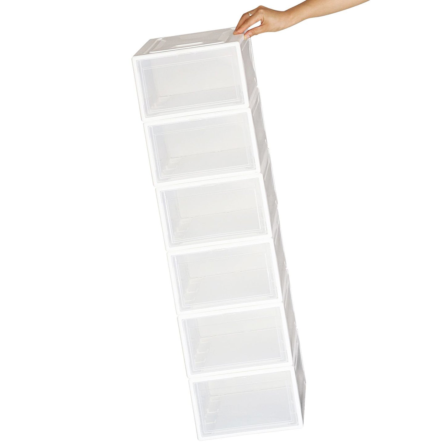 Set of 6 Stackable Clear Plastic Shoe Storage Box