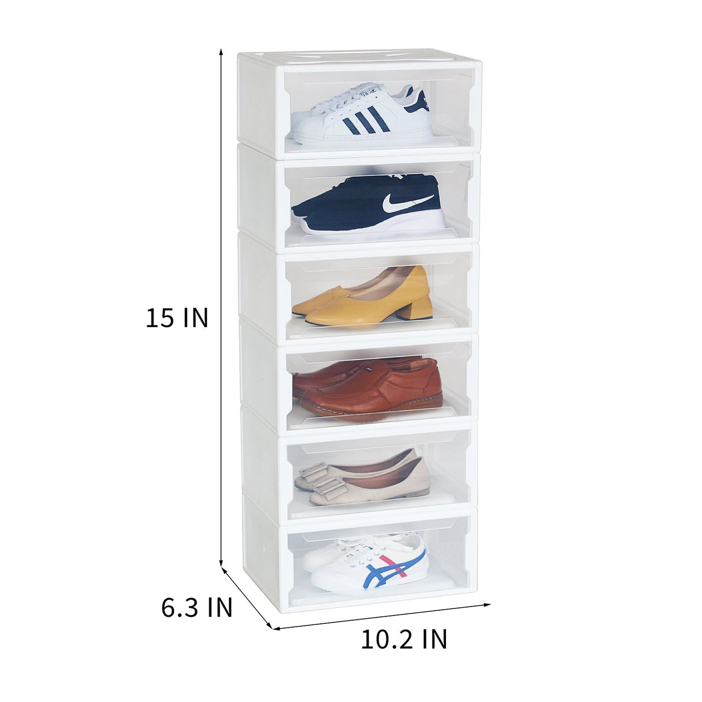 Set of 6 Stackable Clear Plastic Shoe Storage Box