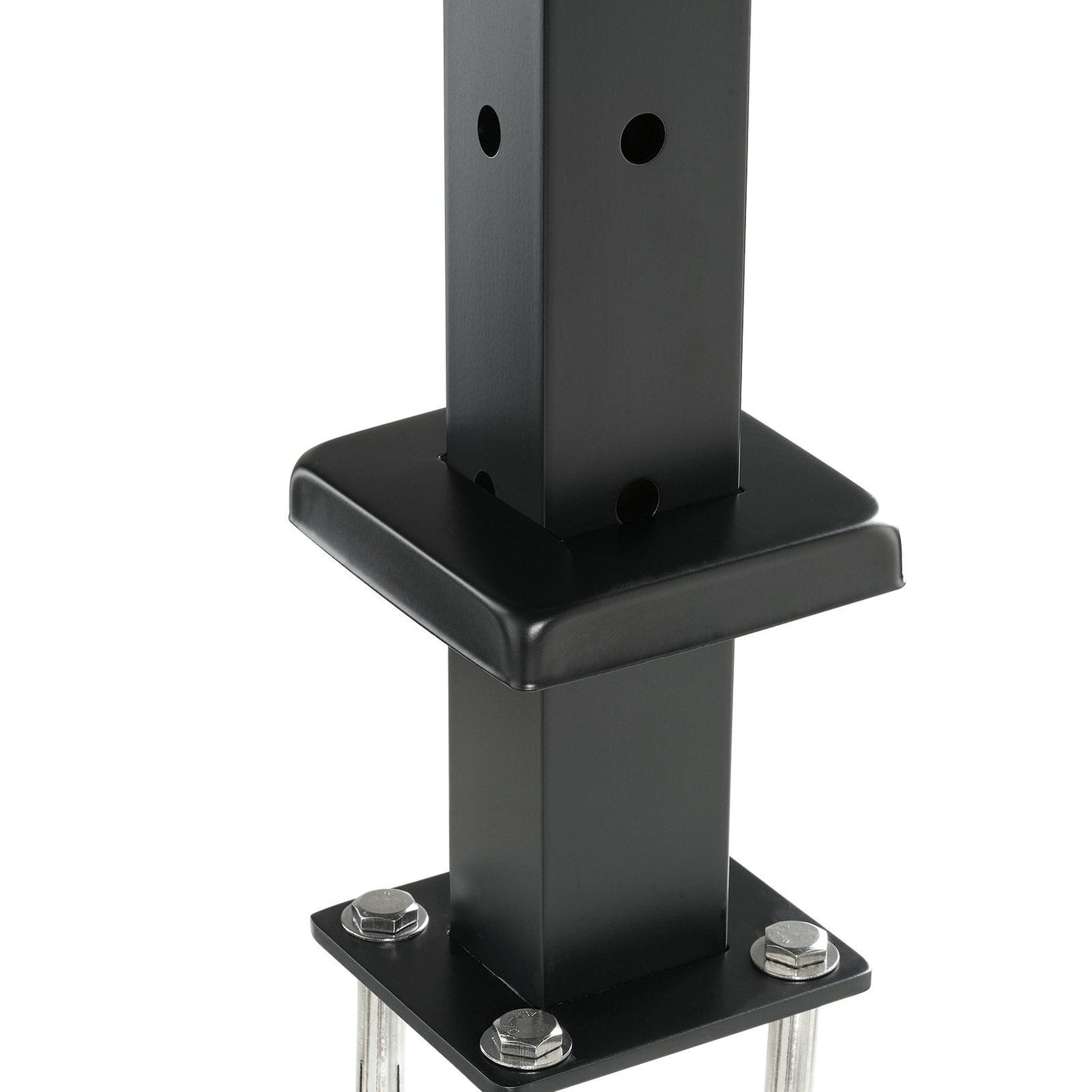 VEVOR Cable Railing Post, 36" x 1" x 2" Steel L-Shaped Hole Corner Railing Post, 10 Pre-Drilled Holes, SUS304 Stainless Steel Cable Rail Post with Horizontal and Curved Bracket, 1-Pack, Black
