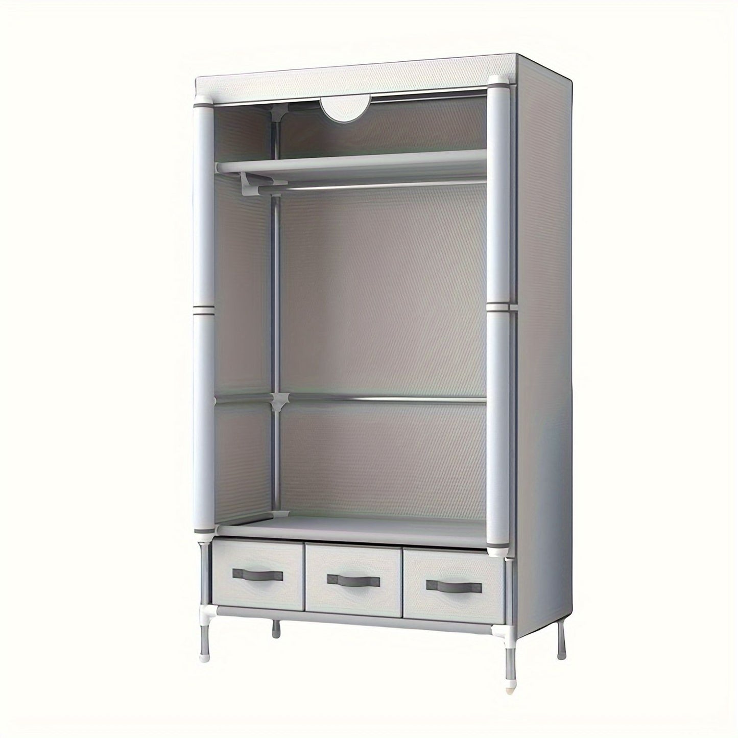 Modern bedroom floor hanger cabinet Large capacity wardrobe clothing rack Multi-layer storage with 3 storage boxes suitable for bedroom dormitory stylish independent wardrobe, durable metal frame