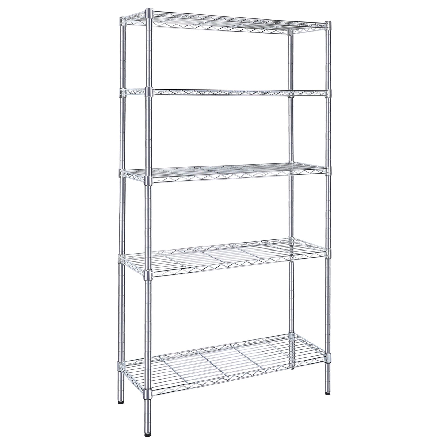 Heavy Duty Shelving Unit, Wire Metal Stackable Storage, 5-Tier Shelf, Chrome, 36" W x 13.8" D x 71.8" H