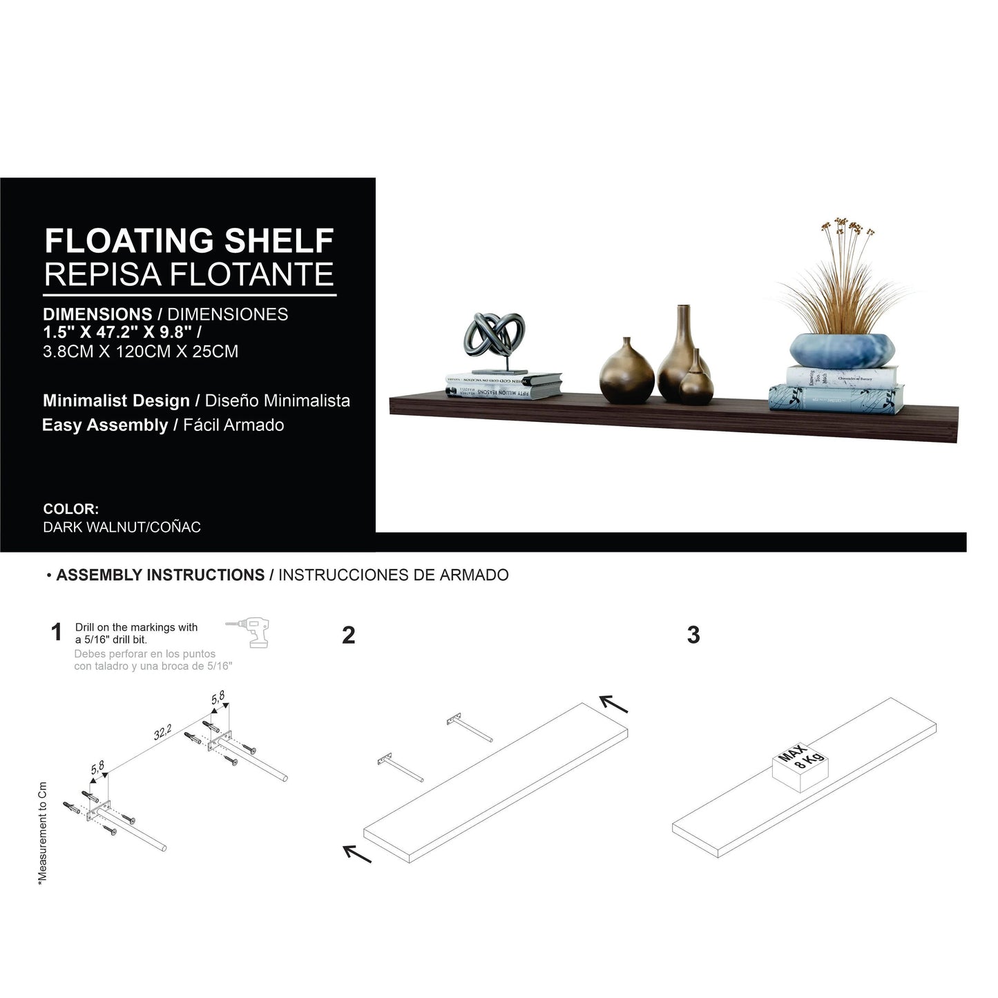 Cognac Floating Shelf