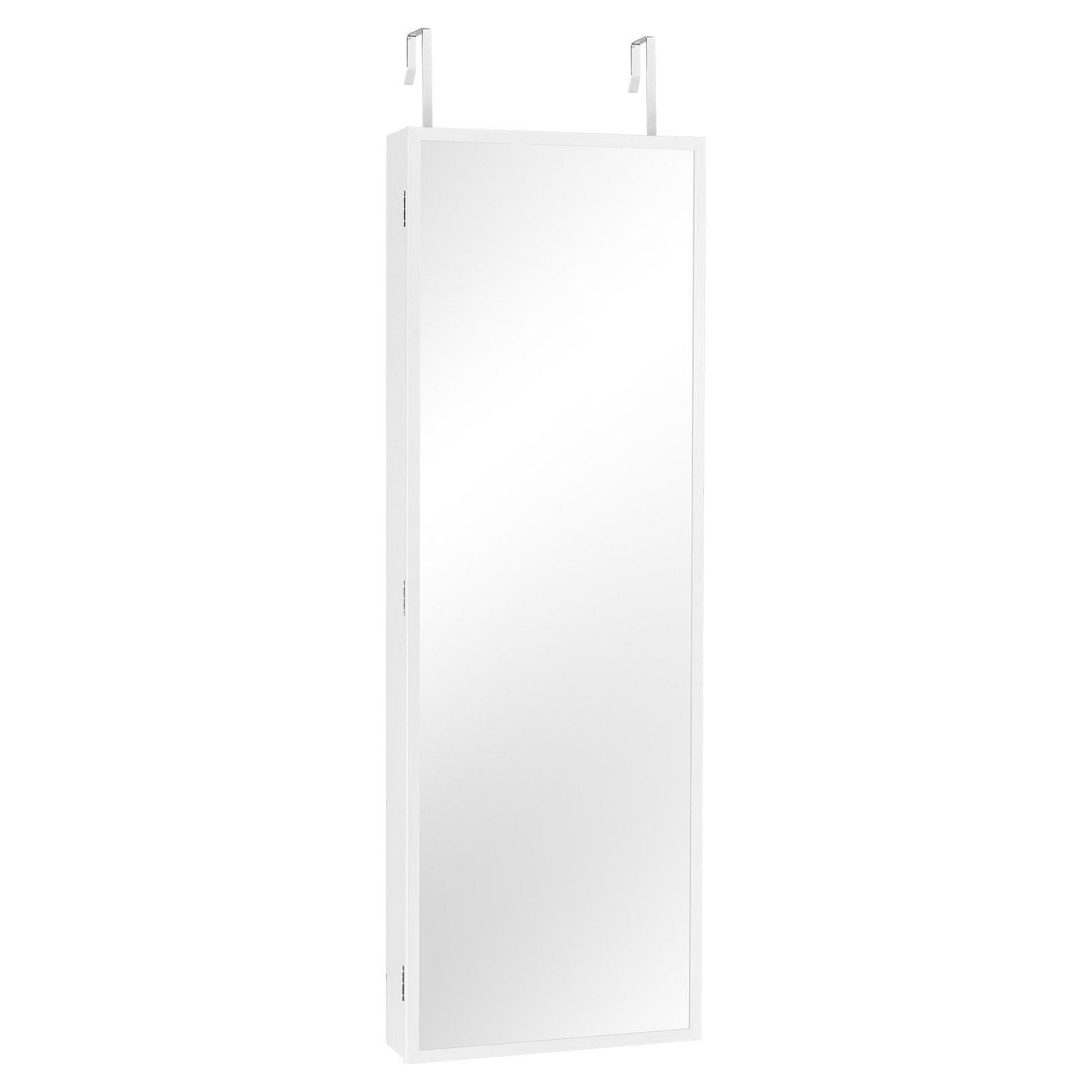 VEVOR Mirror Jewelry Cabinet 42.52in Lockable Wall or Door Mounted Armoire White