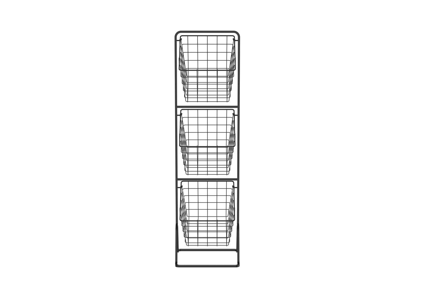 Oceanstar 3-Tier Metal Wire Storage Basket Stand with Removable Baskets – Black