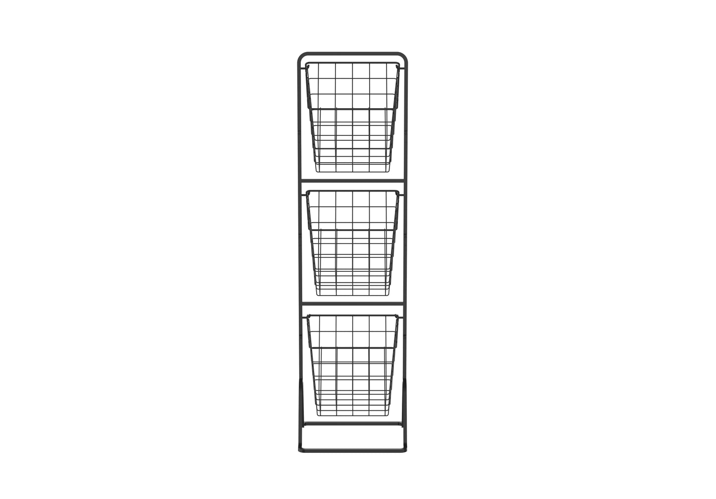Oceanstar 3-Tier Metal Wire Storage Basket Stand with Removable Baskets – Black