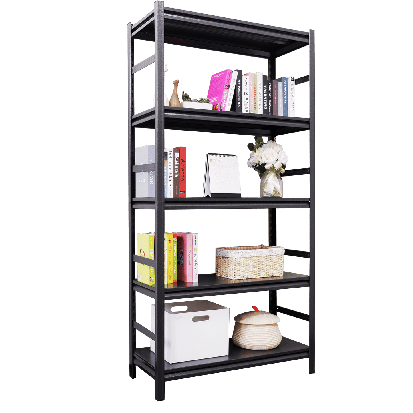 Adjustable Heavy Duty Metal Shelving - 5-Tier Storage Shelves, 2000LBS Load, Kitchen, Garage, Pantry H63 * W31.5 * D15.7