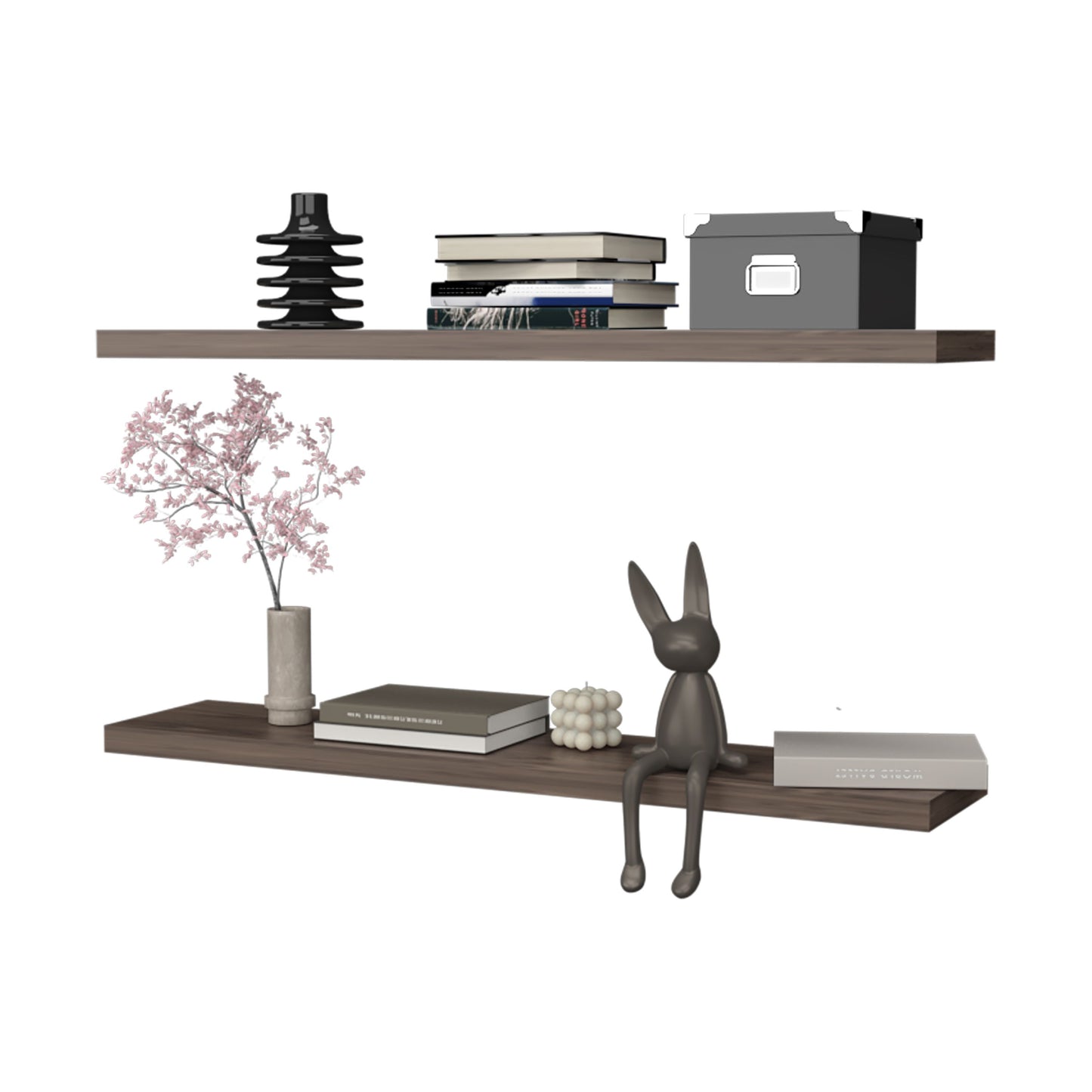Greer Floating Shelf in Melamine x2,Cognac