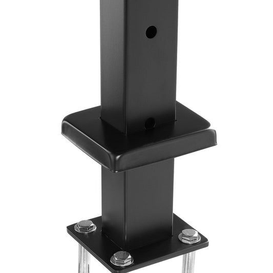 VEVOR 4-Pack Cable Railing Post, 42" x 1" x 2" Steel Horizontal Hole Deck Railing Post, 12 Pre-Drilled Holes, SUS304 Stainless Steel Cable Rail Post with Horizontal and Curved Bracket, Black