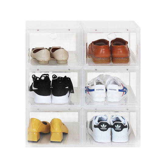 Set of 6 Stackable Clear Plastic Shoe Storage Box