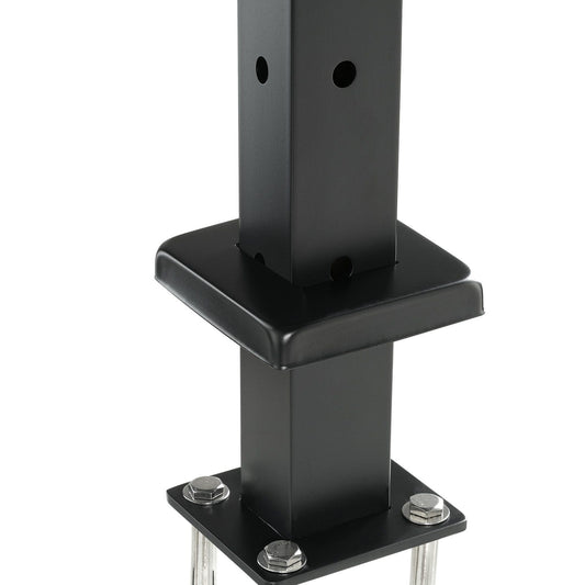 VEVOR Cable Railing Post, 36" x 1" x 2" Steel L-Shaped Hole Corner Railing Post, 10 Pre-Drilled Holes, SUS304 Stainless Steel Cable Rail Post with Horizontal and Curved Bracket, 1-Pack, Black