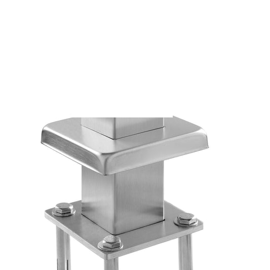 VEVOR Cable Railing Post, 42" x 2" x 2" Steel 30° Angled Hole Stair Railing Post, 12 Pre-Drilled Holes, SUS304 Stainless Steel Cable Rail Post with Horizontal and Curved Bracket, 1-Pack, Silver
