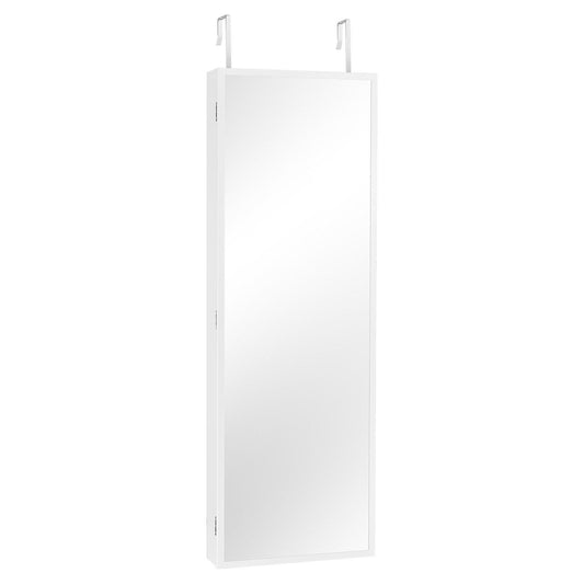 VEVOR Mirror Jewelry Cabinet 42.52in Lockable Wall or Door Mounted Armoire White